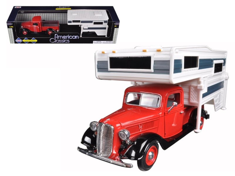 1937 Ford Pickup Truck Diecast Model with Camper Shell - My Web Bazaar