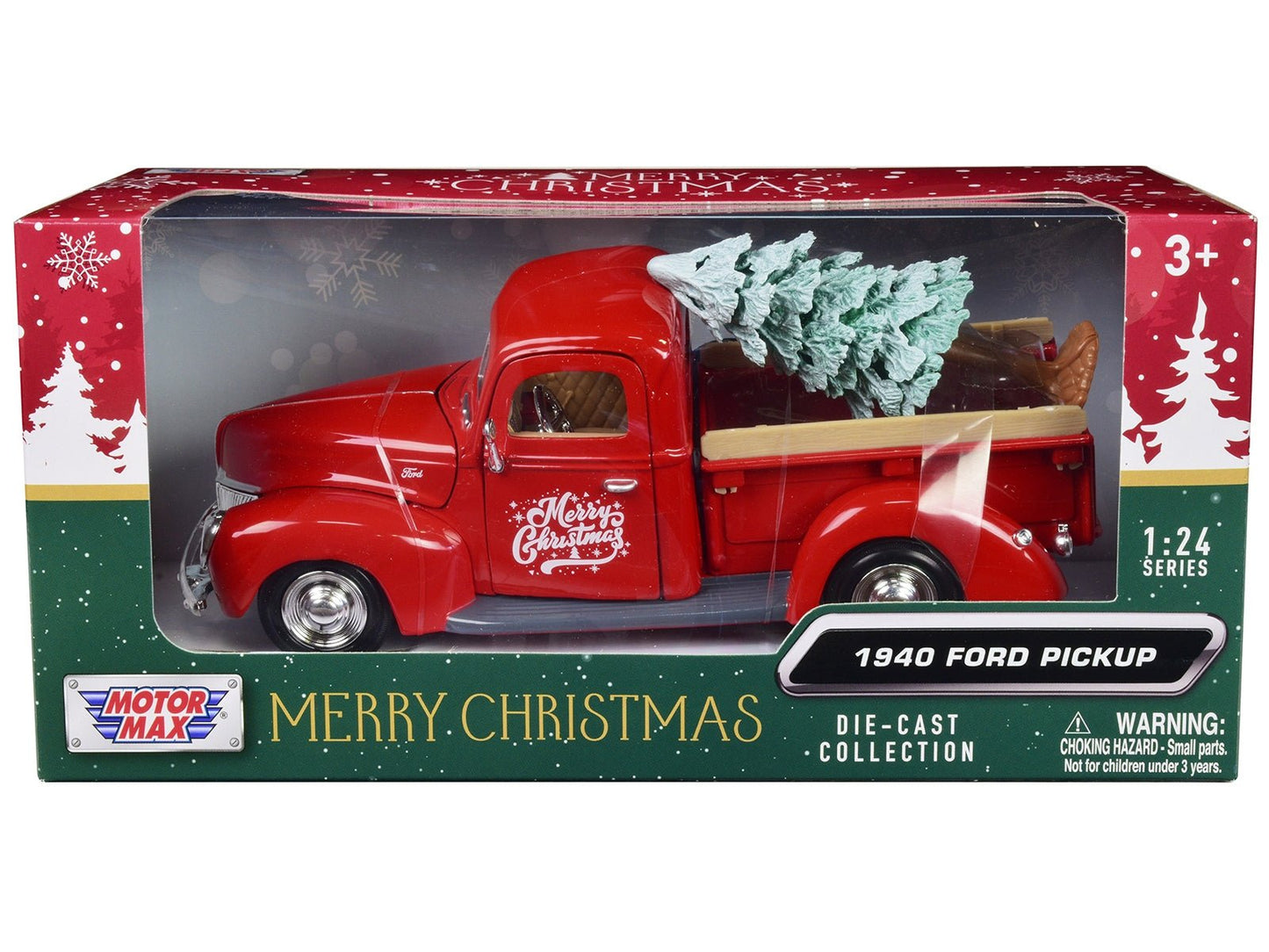 1940 Ford Pickup Truck Red Diecast Model | Merry Christmas Decor - My Web Bazaar
