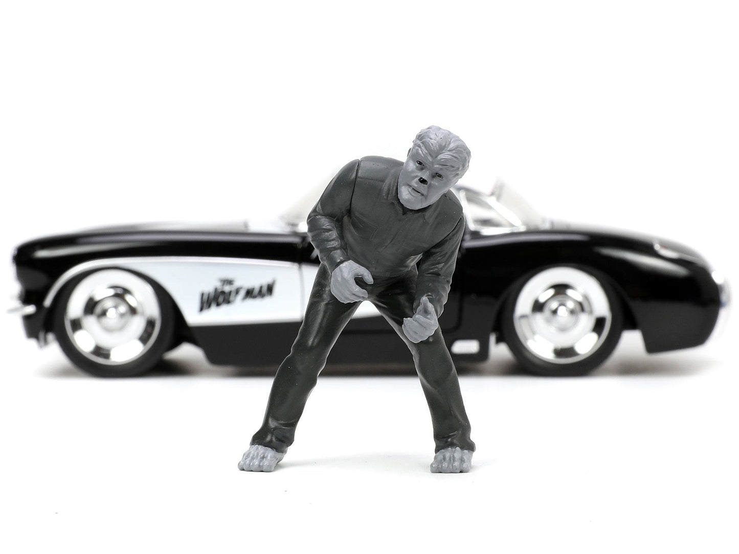 1957 Chevrolet Corvette Diecast Model with Wolfman Figure - My Web Bazaar