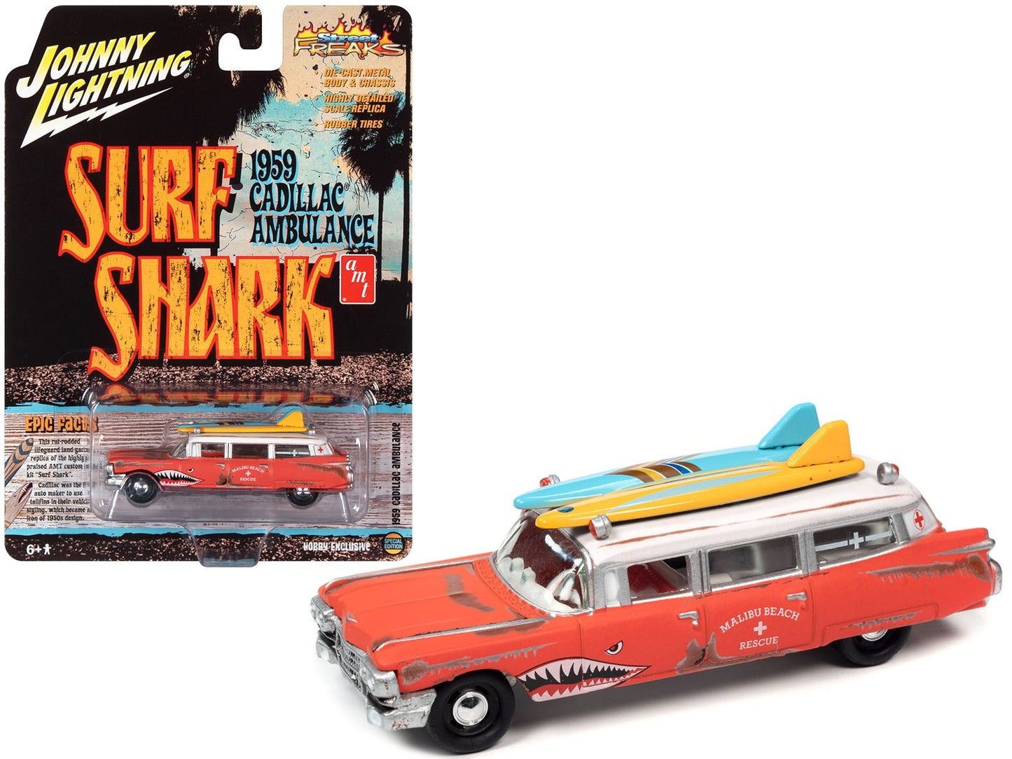 1959 Cadillac Ambulance Diecast Model | Surfboards & Weathered Design - My Web Bazaar