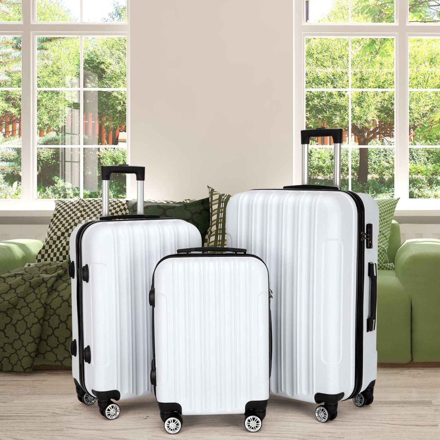 3 - in - 1 Large Capacity Traveling Storage Suitcase | Durable White - My Web Bazaar