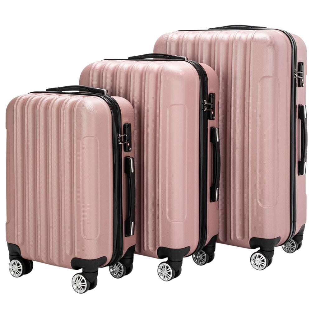 3 - in - 1 Rose Gold Luggage Set | Large Capacity Travel Suitcase - My Web Bazaar
