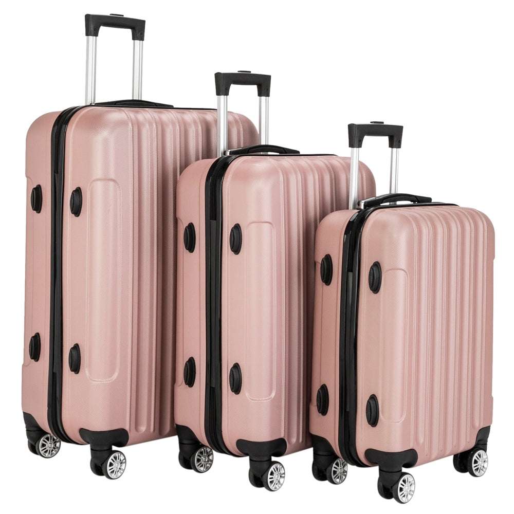 3 - in - 1 Rose Gold Luggage Set | Large Capacity Travel Suitcase - My Web Bazaar
