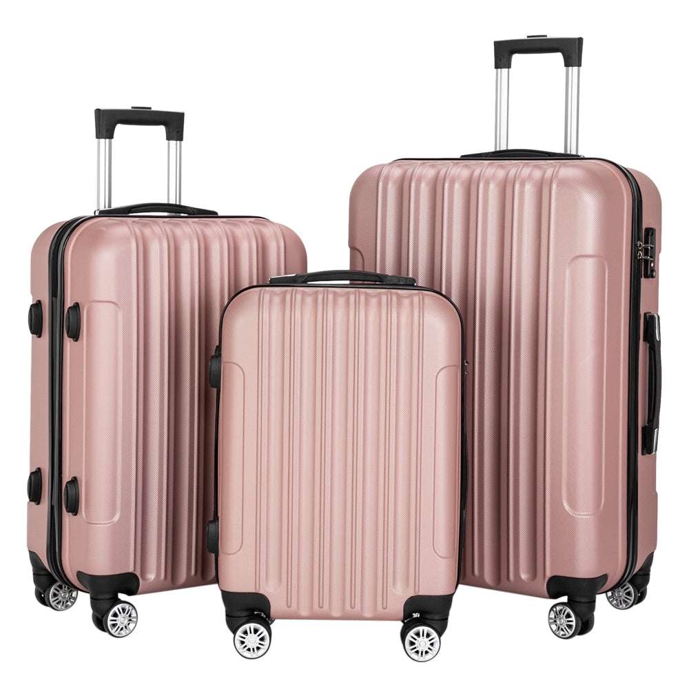3 - in - 1 Rose Gold Luggage Set | Large Capacity Travel Suitcase - My Web Bazaar
