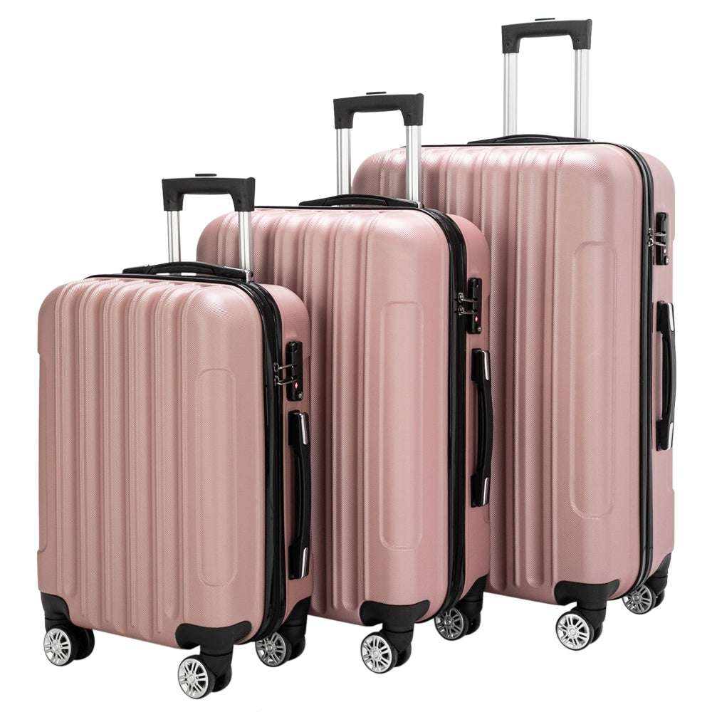 3 - in - 1 Rose Gold Luggage Set | Large Capacity Travel Suitcase - My Web Bazaar