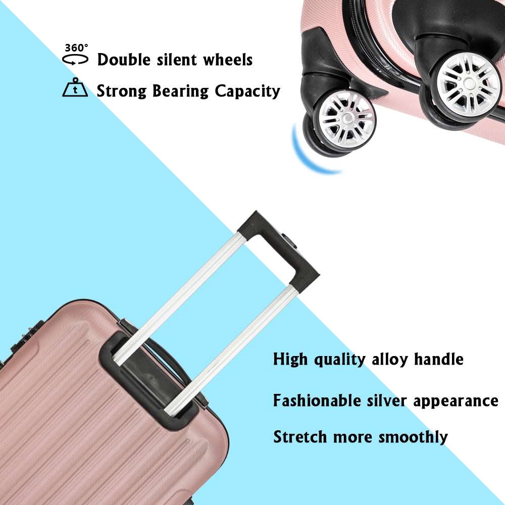 3 - in - 1 Rose Gold Luggage Set | Large Capacity Travel Suitcase - My Web Bazaar