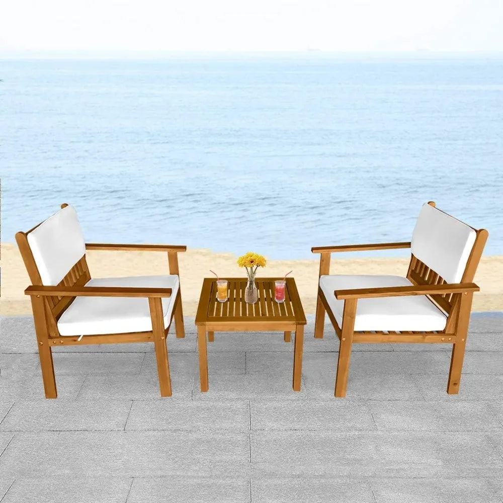 3-piece wooden outdoor conversation set