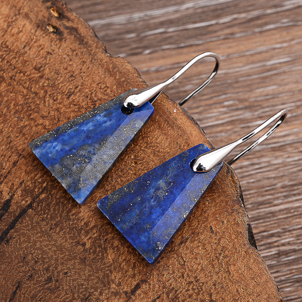 Lapis Lazuli Earrings | Elegant Agate Drop Design Fashion Jewelry
