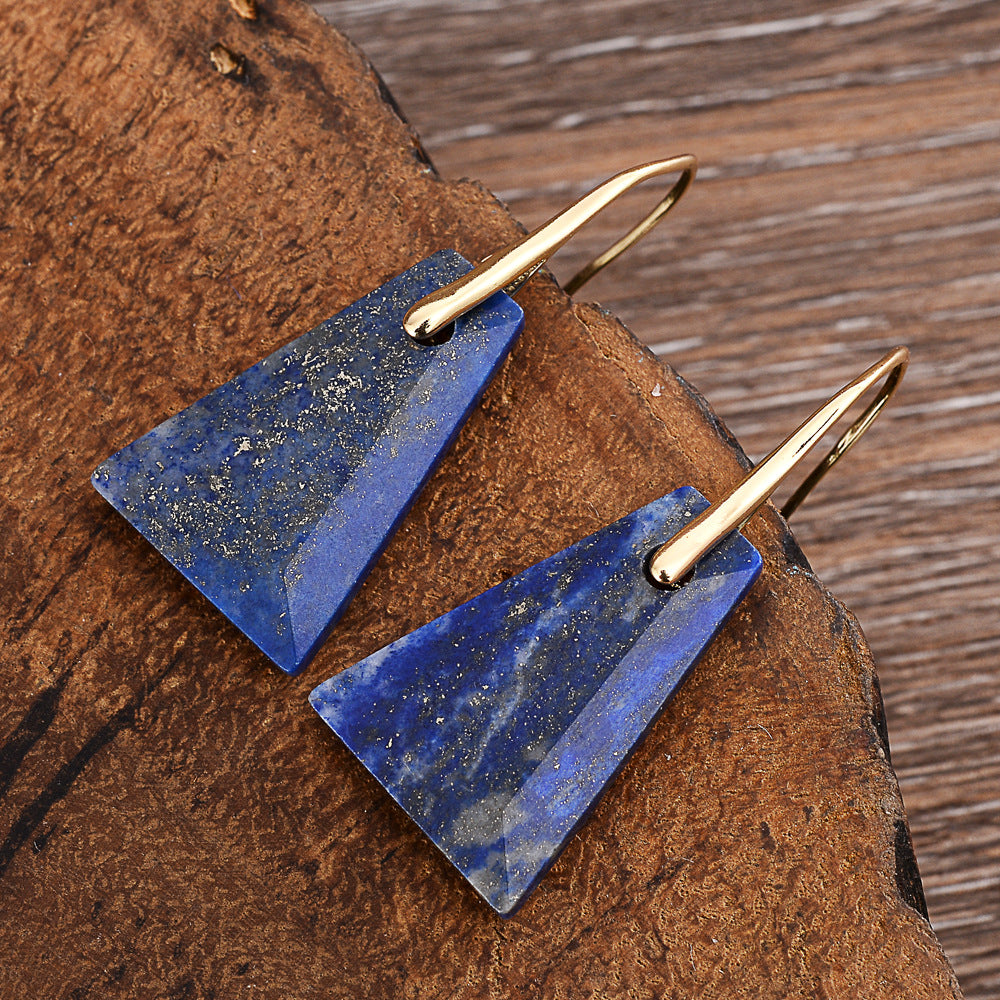 Lapis Lazuli Earrings | Elegant Agate Drop Design Fashion Jewelry