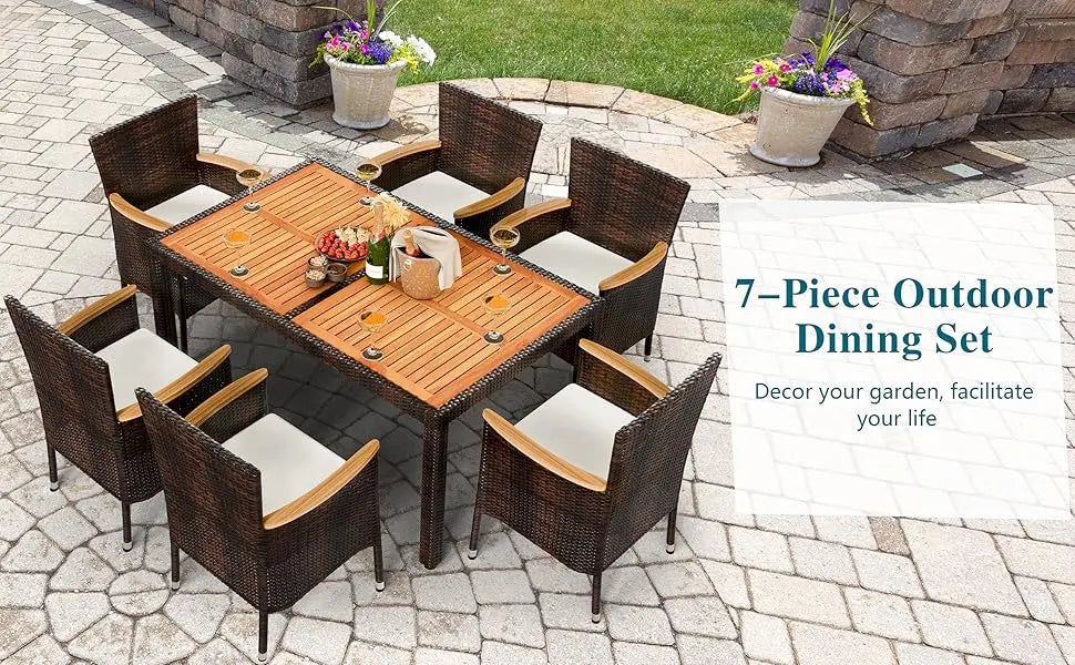 Wicker Patio Conversation Set – Restaurant Tables & Chairs for Outdoor Dining