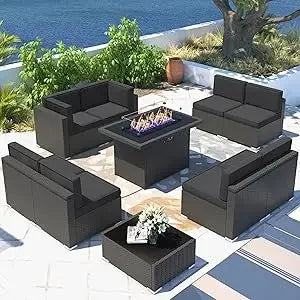 Outdoor Wicker Sectional Sofa Set with Coffee Table – 4-Piece Patio Furniture