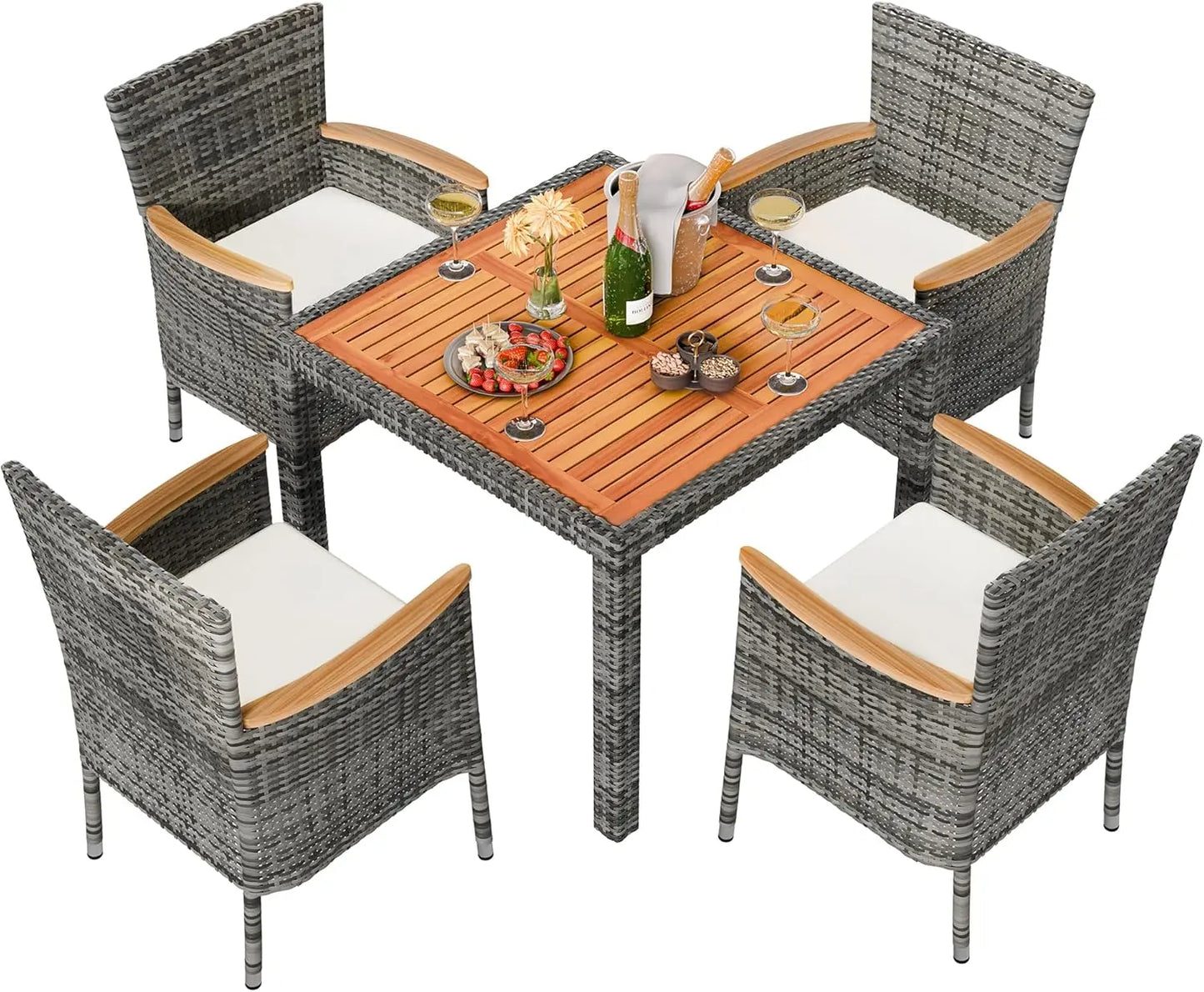 Wicker Patio Conversation Set – Restaurant Tables & Chairs for Outdoor Dining