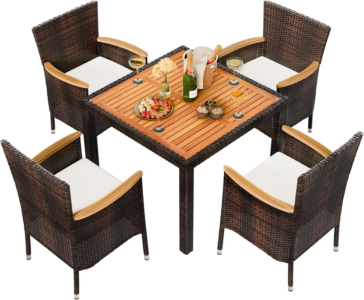 Wicker Patio Conversation Set – Restaurant Tables & Chairs for Outdoor Dining