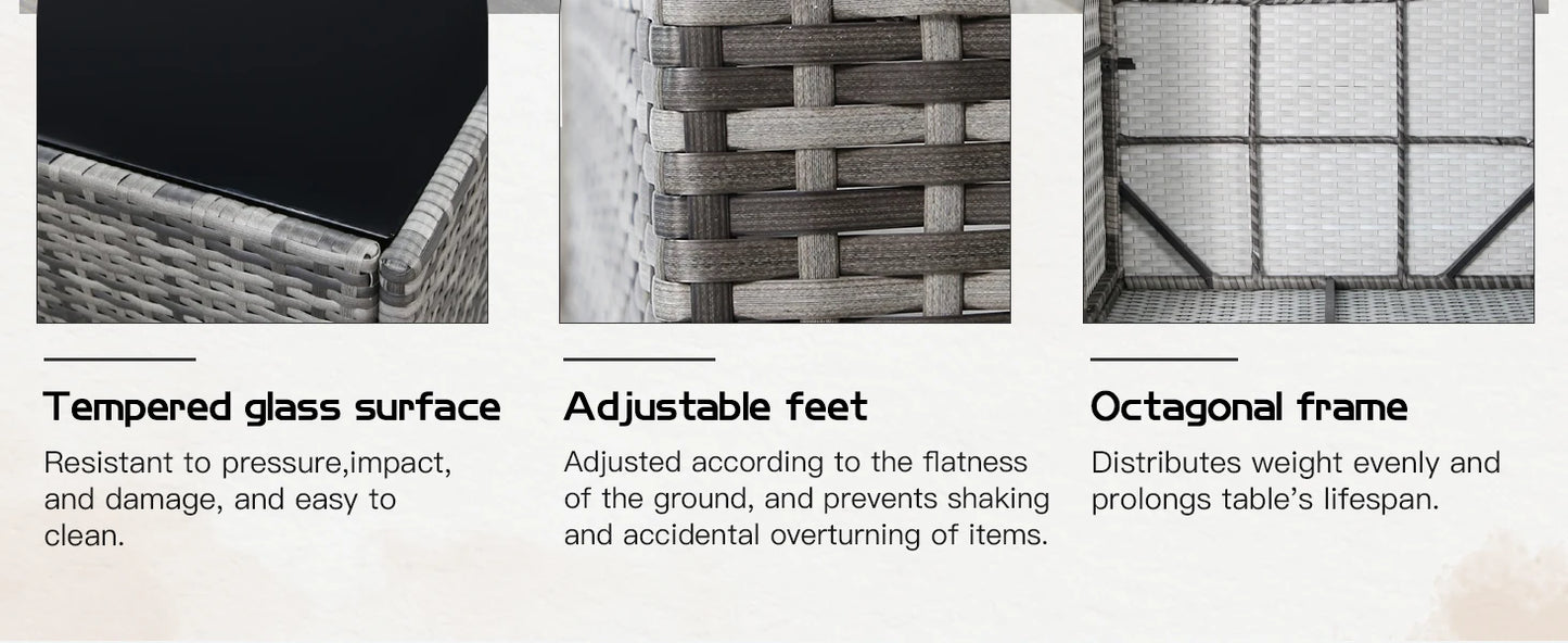Outdoor Sectional Rattan Chair Set – 4PC Wicker Patio Furniture, Grey