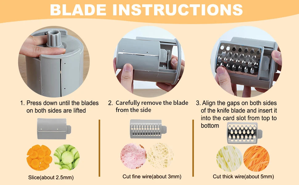 Electric Cheese Grater and Vegetable Slicer, Salad Maker, Fruit Cutter, 50W Spiralizer