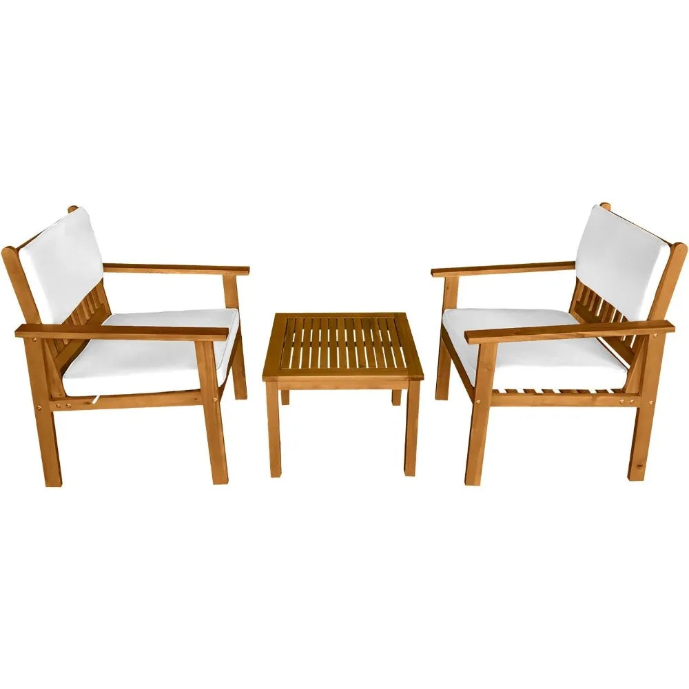 Acacia wood patio bistro set with chairs and table