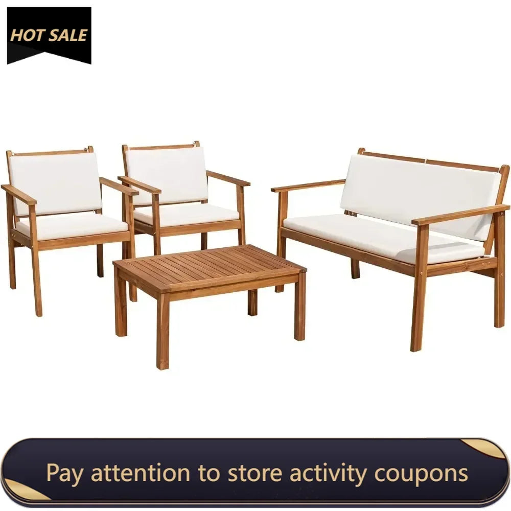 Acacia wood 4-piece outdoor furniture set