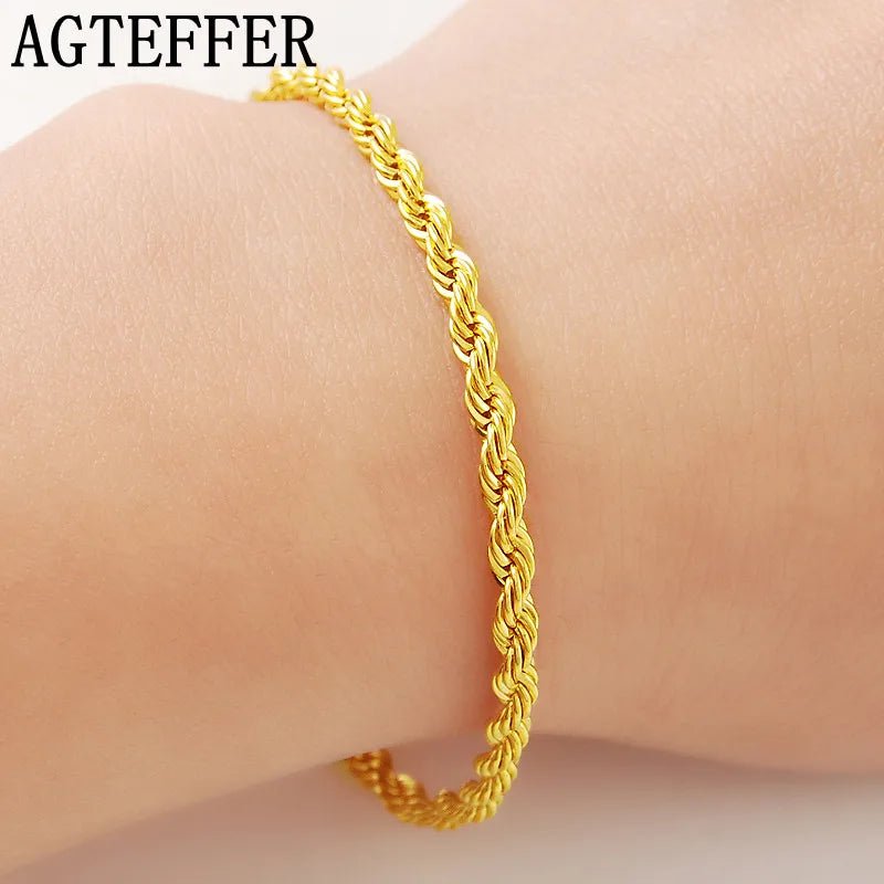AGTEFFER 24K Gold Bracelet | Twisted Rope Design for All - My Web Bazaar