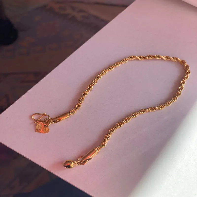 AGTEFFER 24K Gold Bracelet | Twisted Rope Design for All - My Web Bazaar