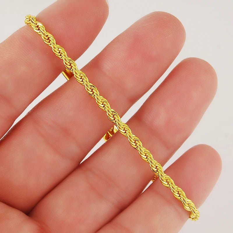 AGTEFFER 24K Gold Bracelet | Twisted Rope Design for All - My Web Bazaar