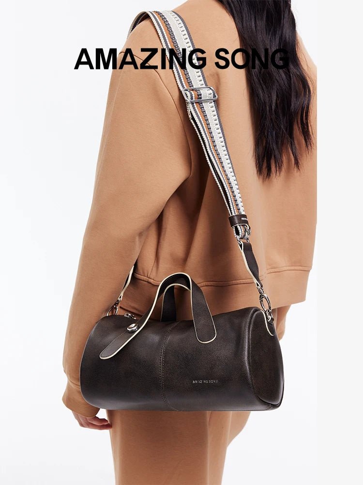 Amazing Song Berry Bag | Chic Split Leather Bucket Style - My Web Bazaar
