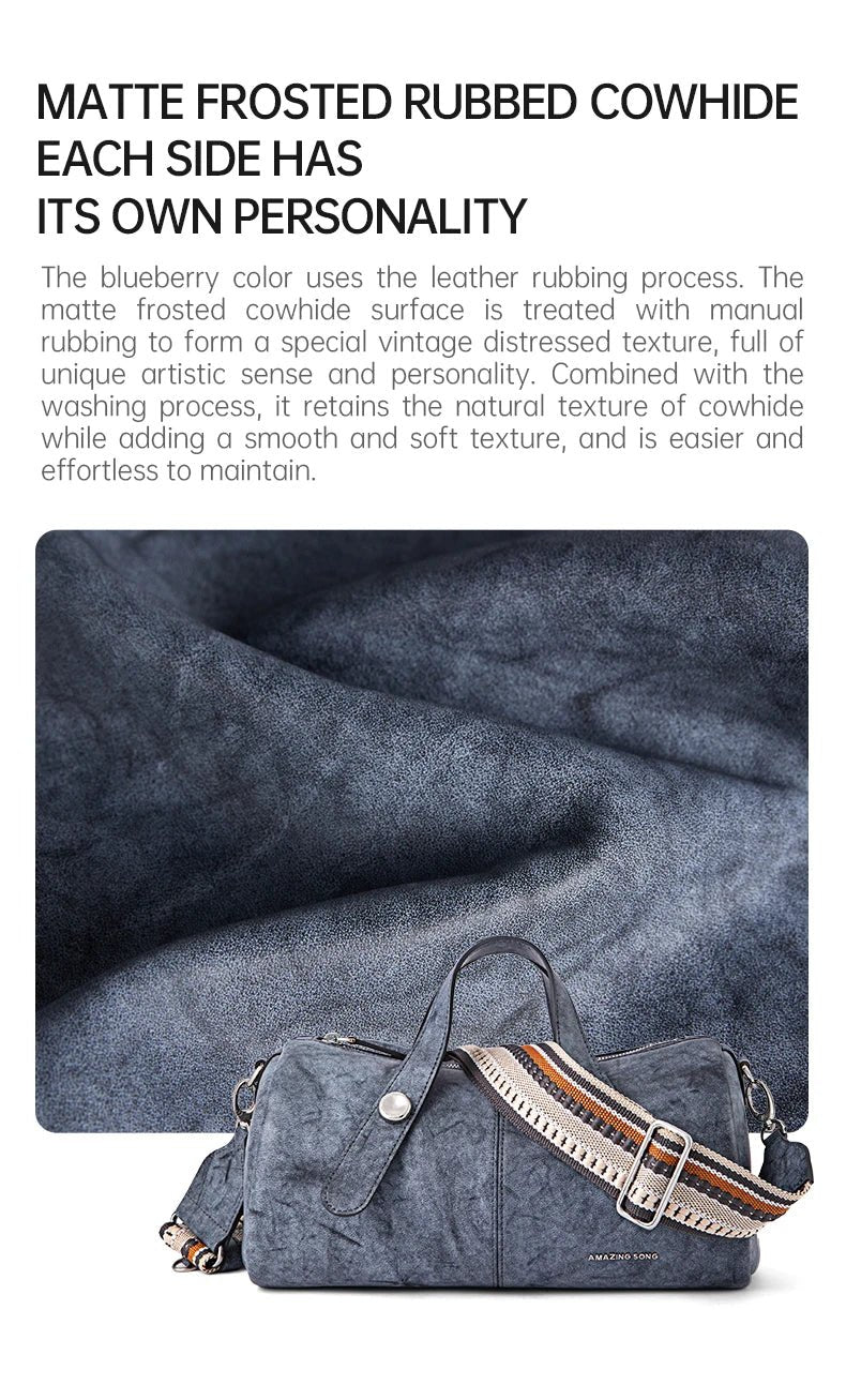 Amazing Song Berry Bag | Chic Split Leather Bucket Style - My Web Bazaar