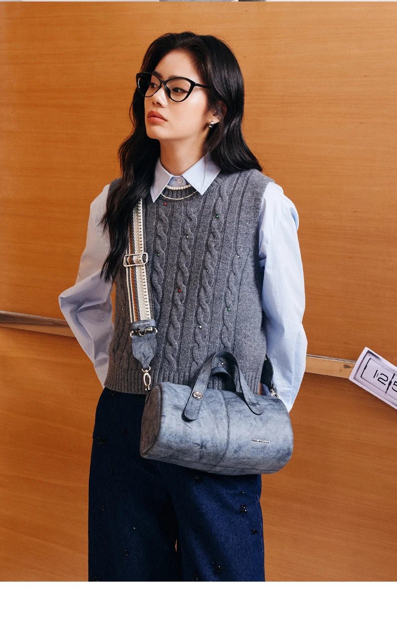 Amazing Song Berry Bag | Chic Split Leather Bucket Style - My Web Bazaar