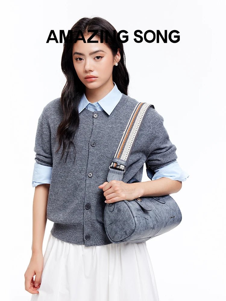 Amazing Song Berry Bag | Chic Split Leather Bucket Style - My Web Bazaar
