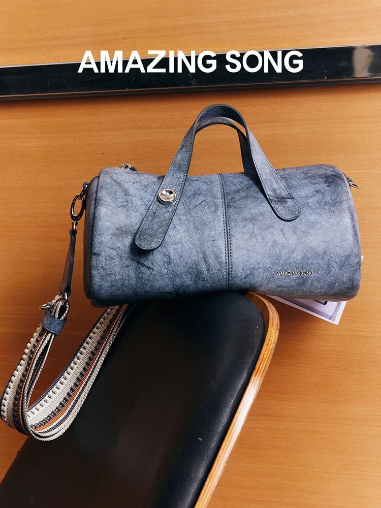 Amazing Song Berry Bag | Chic Split Leather Bucket Style - My Web Bazaar