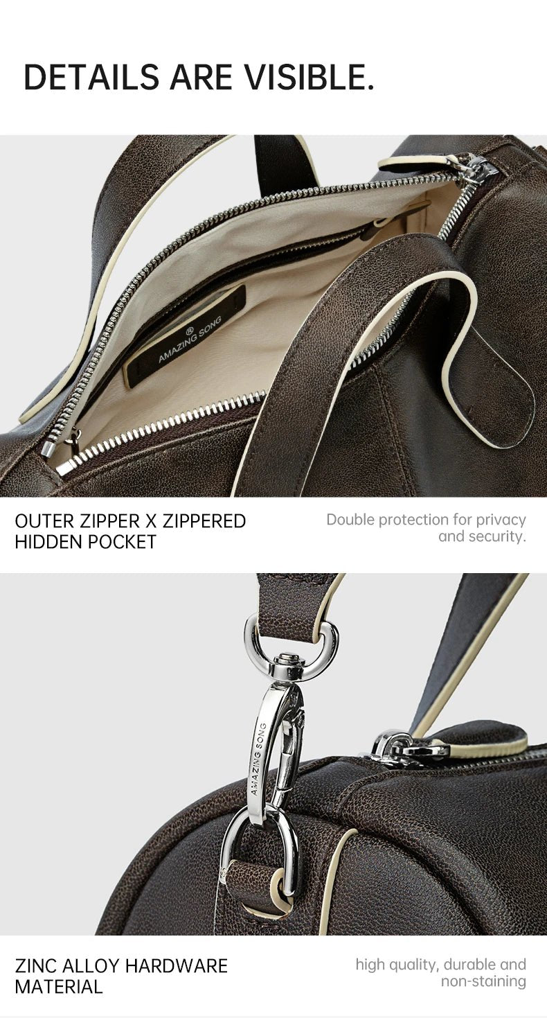Amazing Song Berry Bag | Chic Split Leather Bucket Style - My Web Bazaar