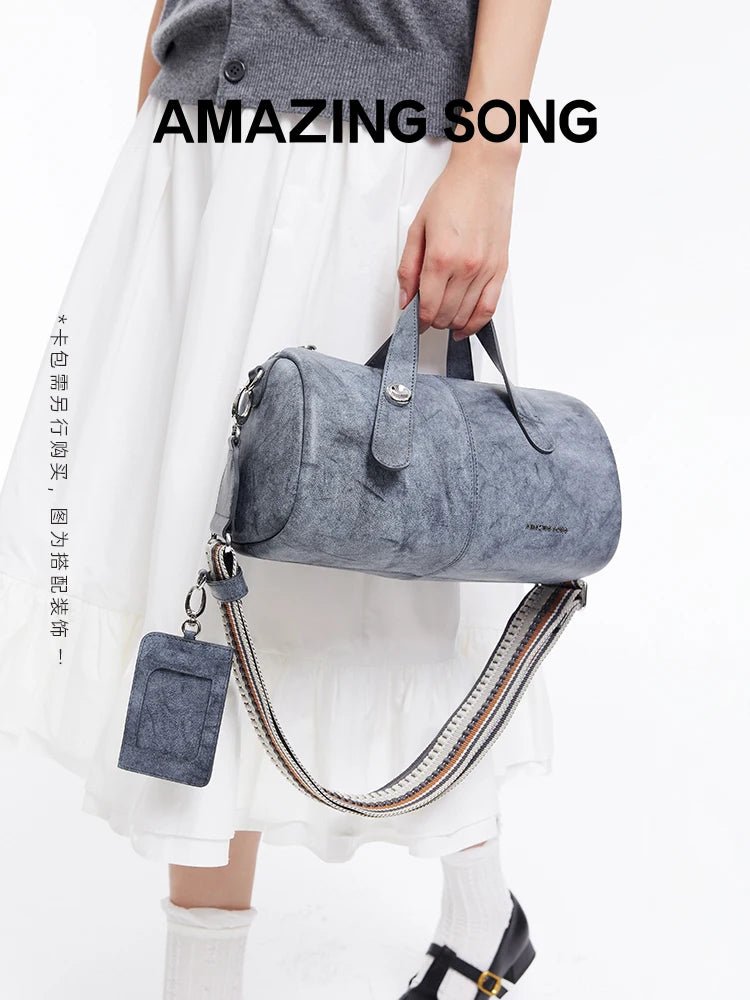Amazing Song Berry Bag | Chic Split Leather Bucket Style - My Web Bazaar