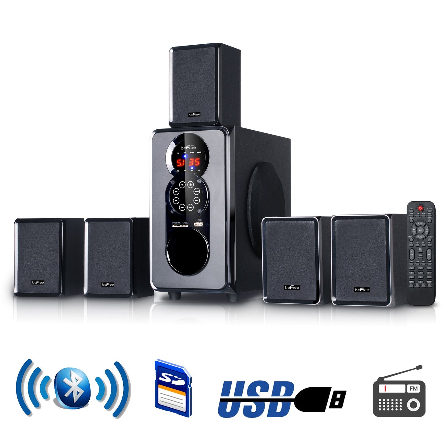 beFree Sound 5.1 Channel Bluetooth Speaker System | Immersive Audio - My Web Bazaar