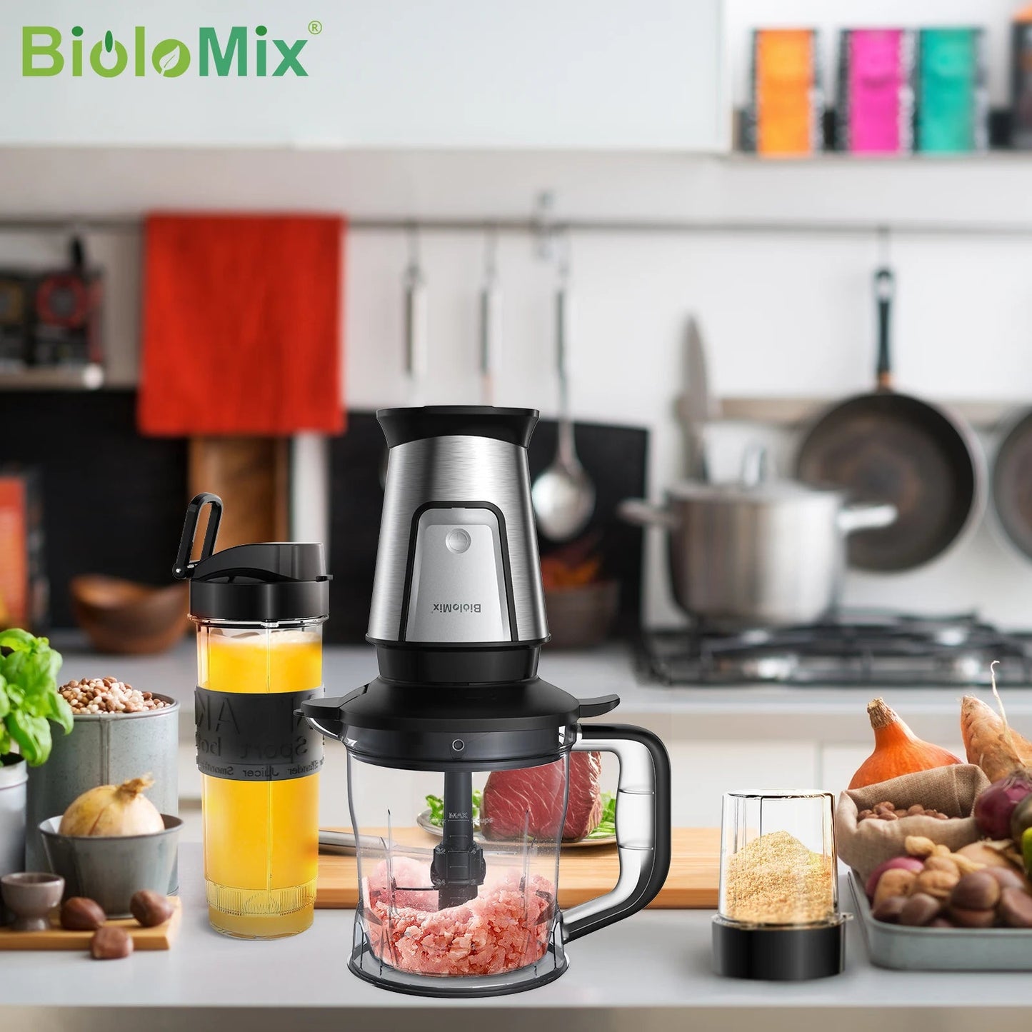BioloMix 3 - in - 1 Food Processor | 700W Portable Smoothie Maker - My Web Bazaar