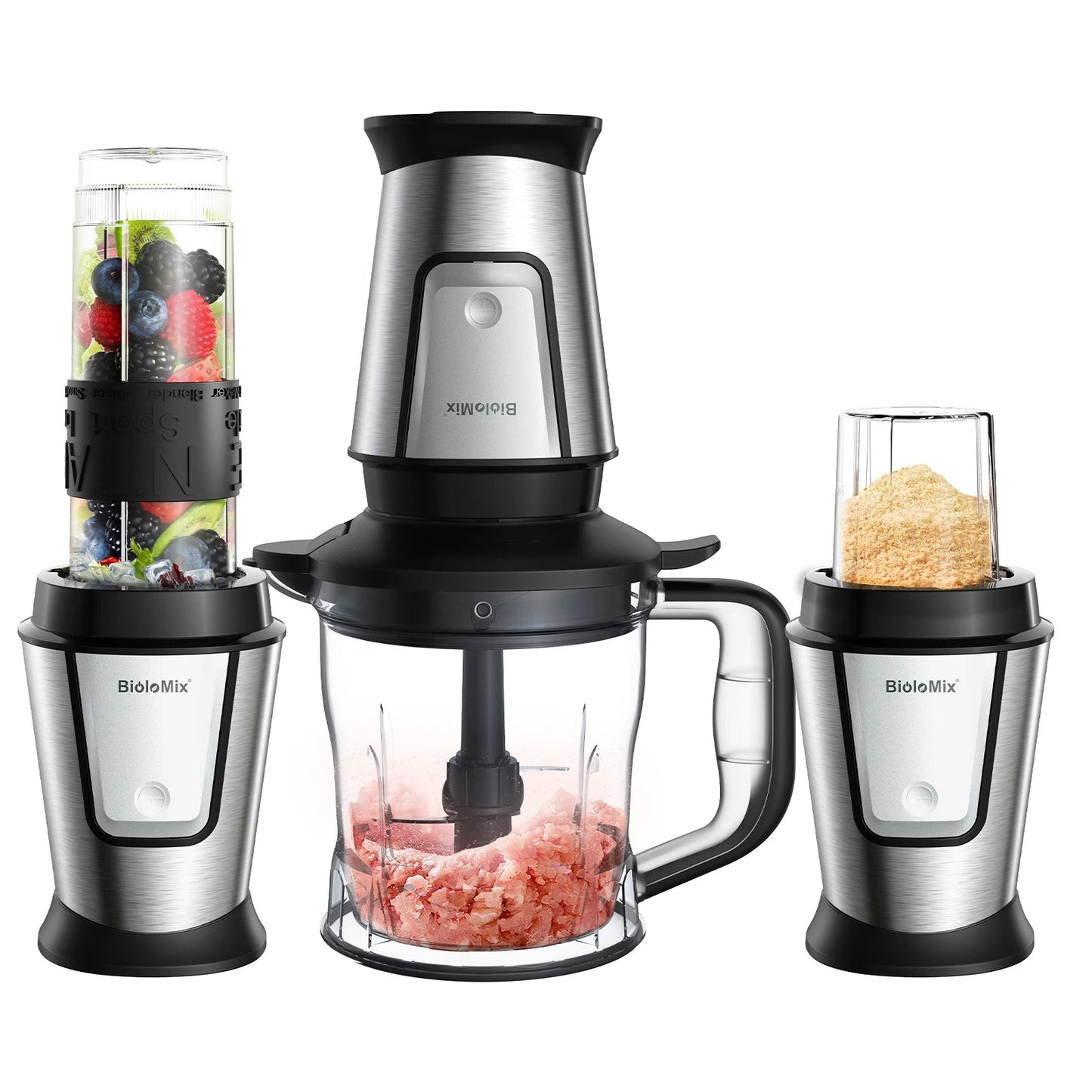 BioloMix 3 - in - 1 Food Processor | 700W Portable Smoothie Maker - My Web Bazaar