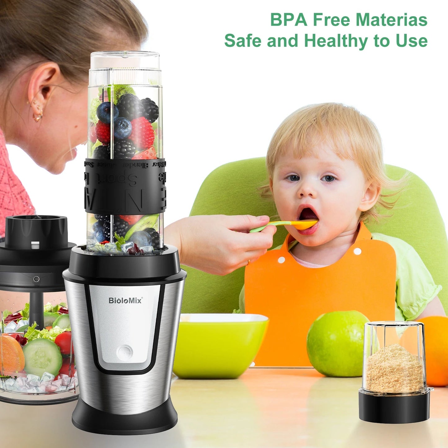 BioloMix 3 - in - 1 Food Processor | 700W Portable Smoothie Maker - My Web Bazaar
