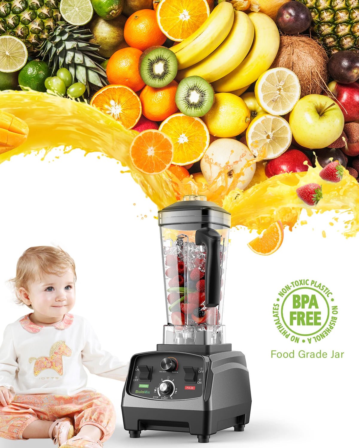 BioloMix 3HP 2200W Blender | Heavy Duty Juicer for Smoothies - My Web Bazaar