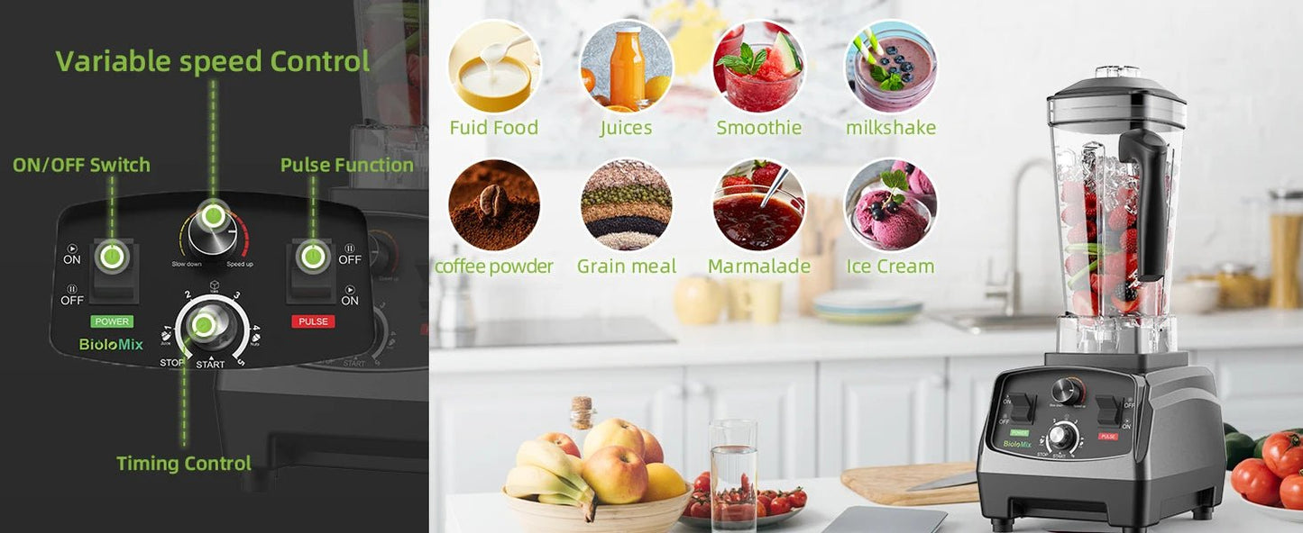 BioloMix 3HP 2200W Blender | Heavy Duty Juicer for Smoothies - My Web Bazaar
