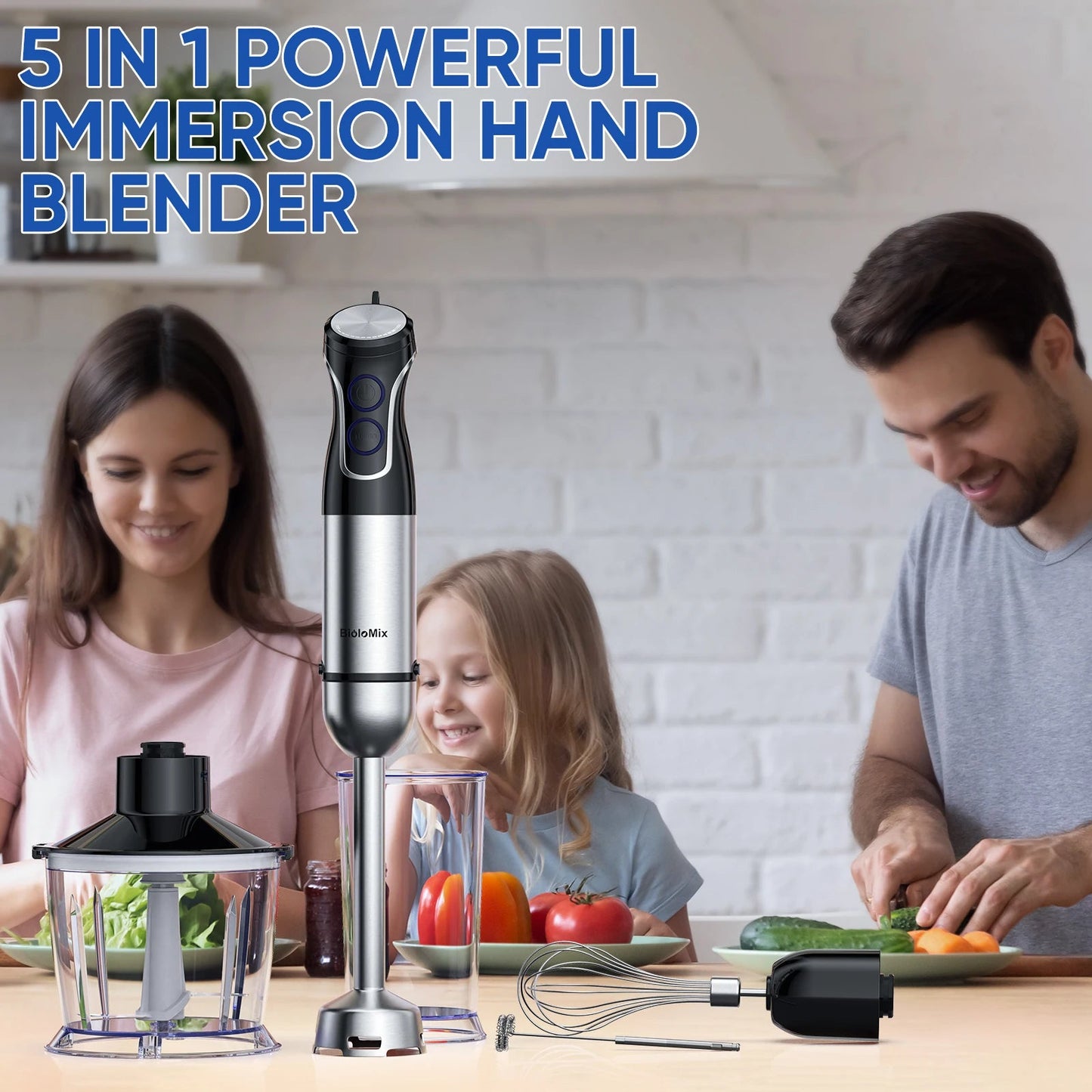 BioloMix 5 in 1 Hand Blender | 1500W Stainless Steel Power - My Web Bazaar