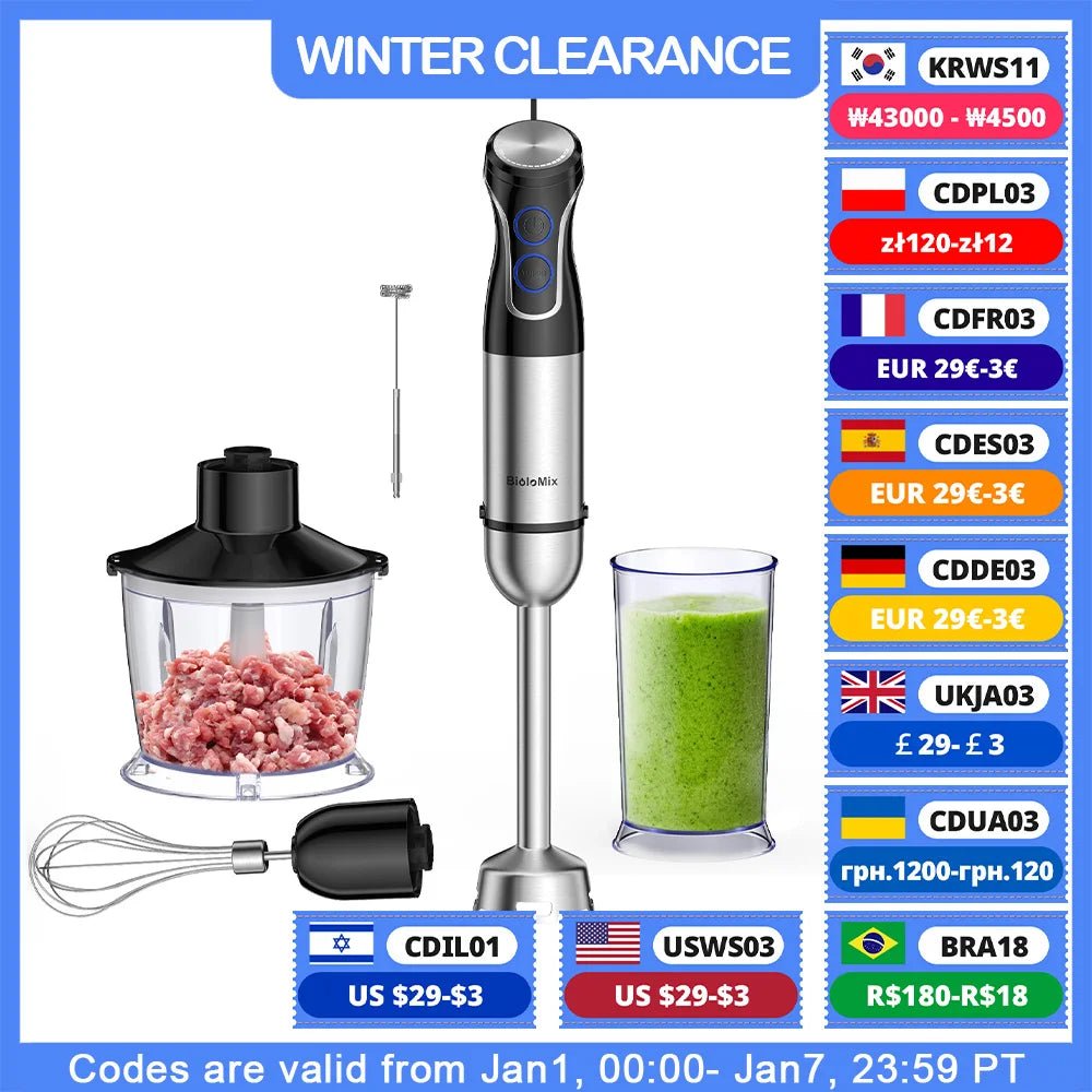 BioloMix 5 in 1 Hand Blender | 1500W Stainless Steel Power - My Web Bazaar