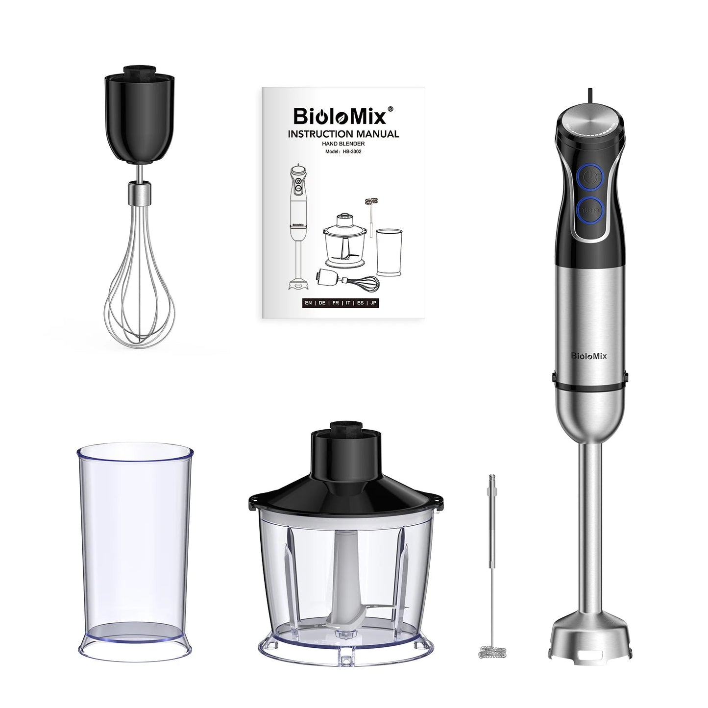 BioloMix 5 in 1 Hand Blender | 1500W Stainless Steel Power - My Web Bazaar