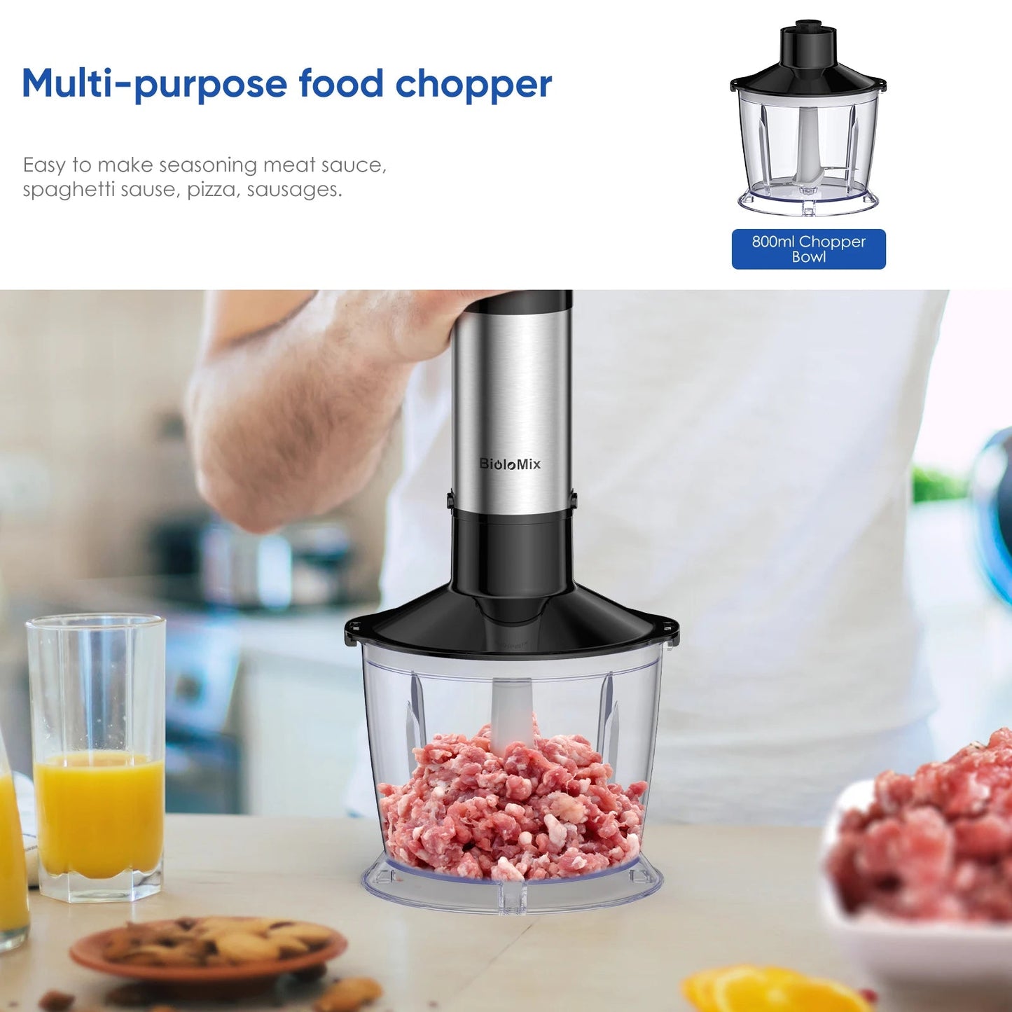 BioloMix 5 in 1 Hand Blender | 1500W Stainless Steel Power - My Web Bazaar