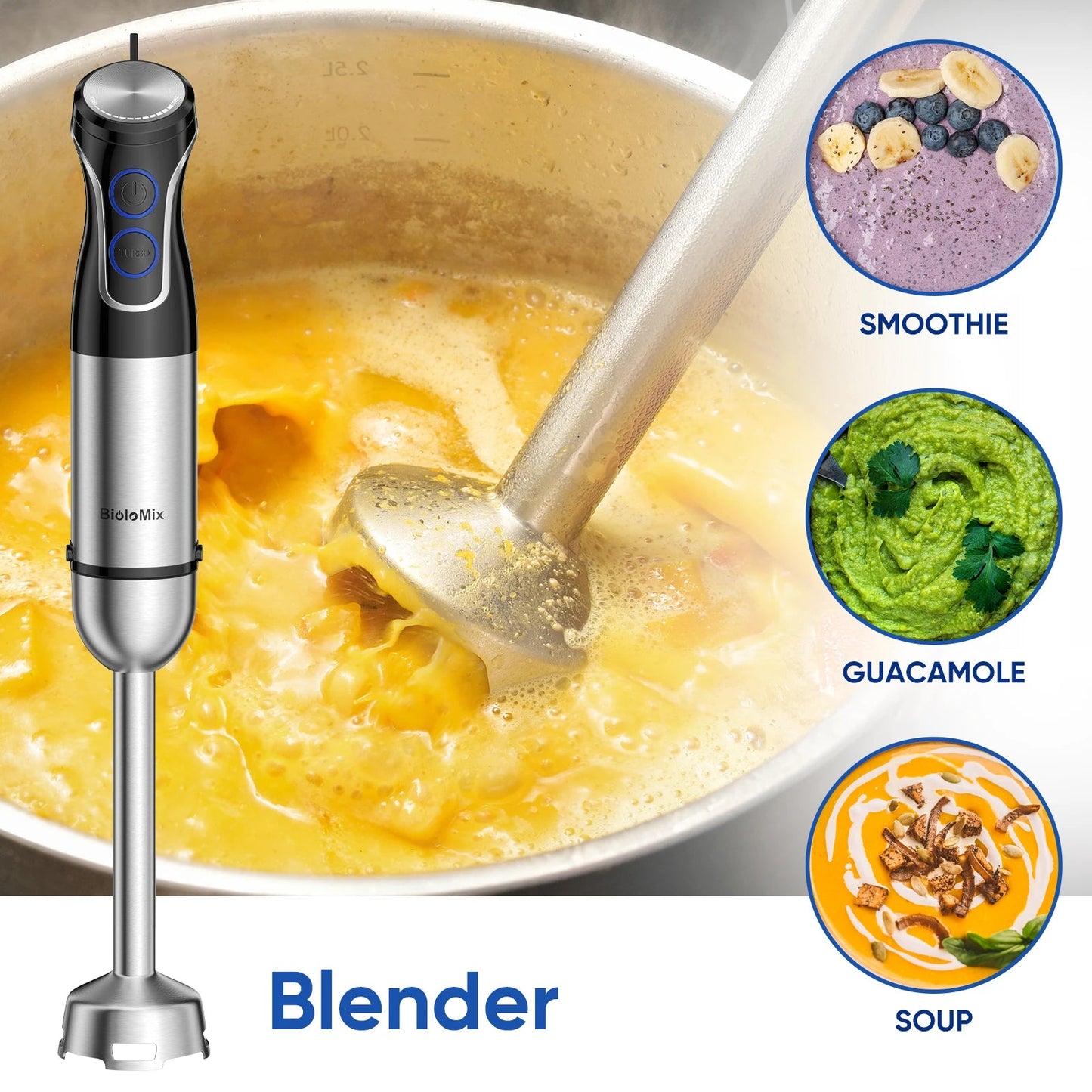 BioloMix 5 in 1 Hand Blender | 1500W Stainless Steel Power - My Web Bazaar