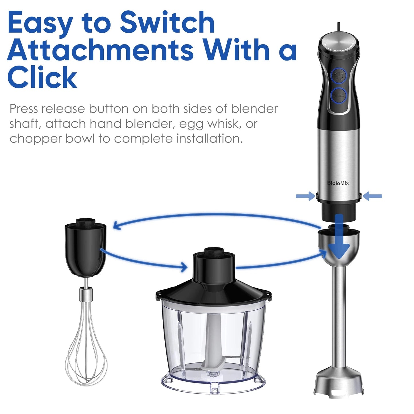 BioloMix 5 in 1 Hand Blender | 1500W Stainless Steel Power - My Web Bazaar