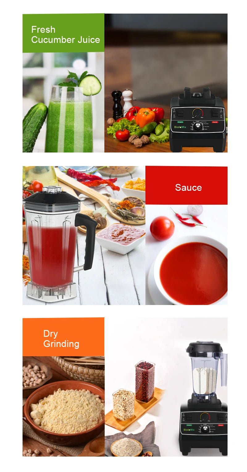 BioloMix BPA Free 2L Jar Blender | 2200W for Smoothies & More - My Web Bazaar