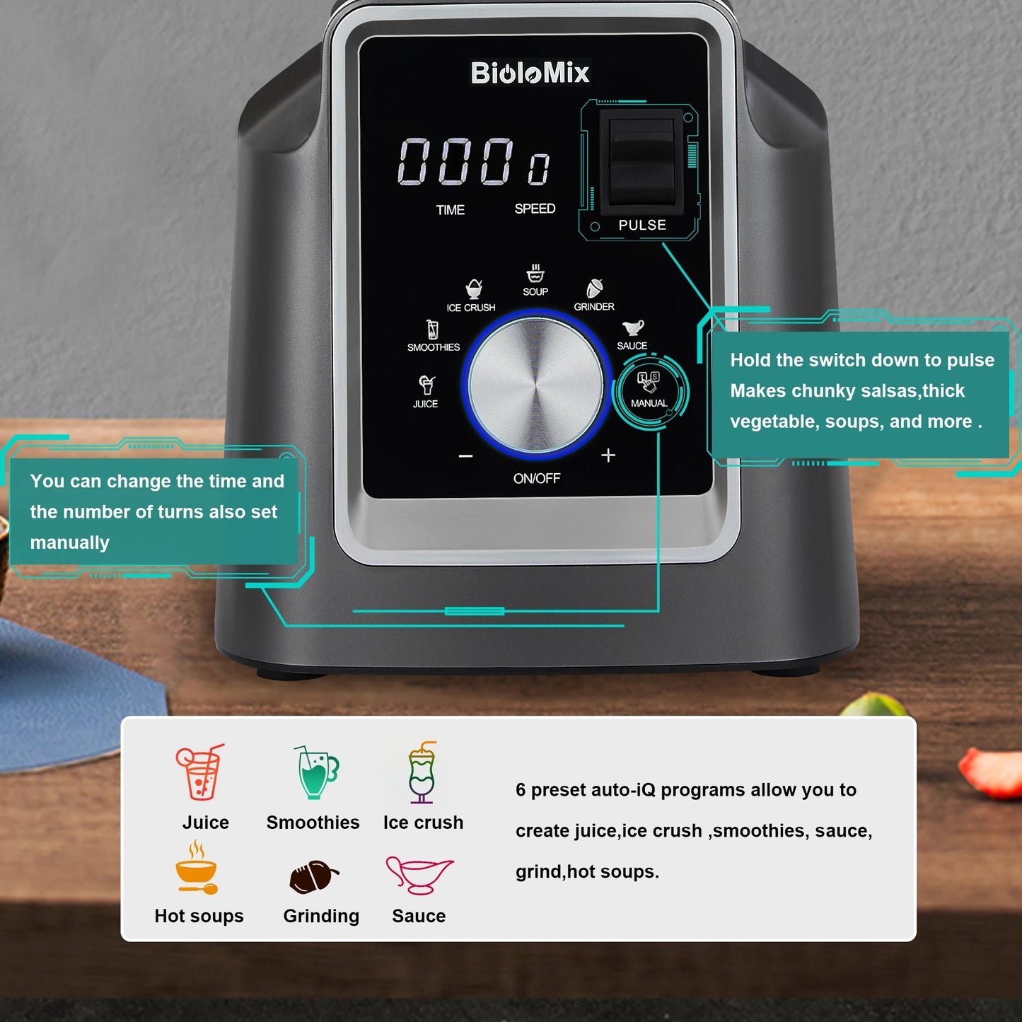 BioloMix Digital Blender | 2L BPA Free for Smoothies and Juices - My Web Bazaar