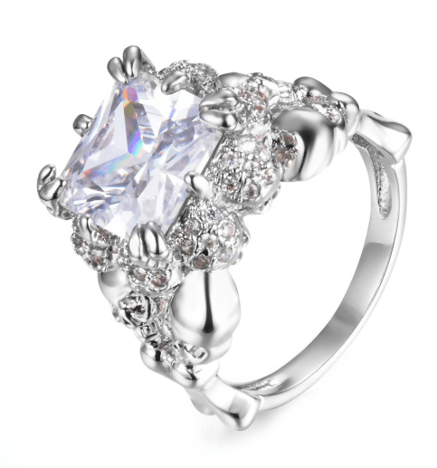 Bold Silver Punk Skull Ring | Edgy Style Size 8 Accessory - My Web Bazaar