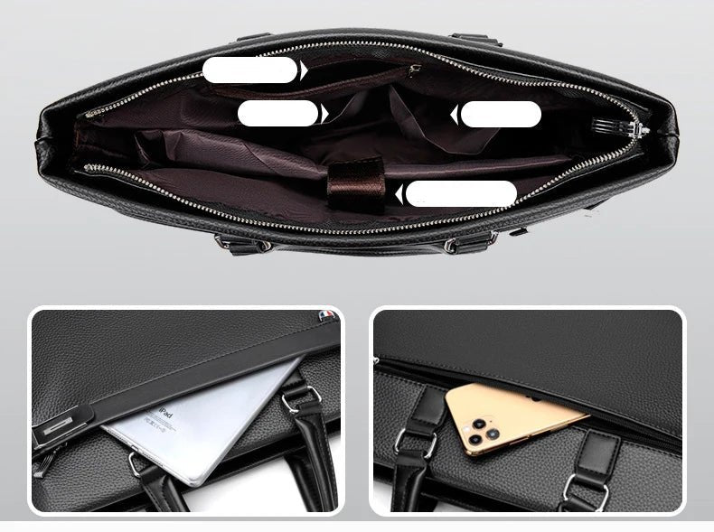 Brand High Quality Men's Casual Briefcase Business Messenger - My Web Bazaar