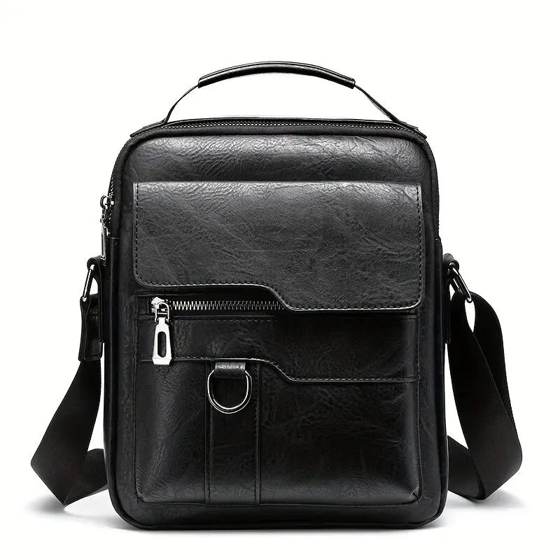 Brand Men Shoulder Bag for 9.7" iPad Men PU Leather Crossbody Business Flap Solid Messenger Bag Travel Bag - My Web Bazaar