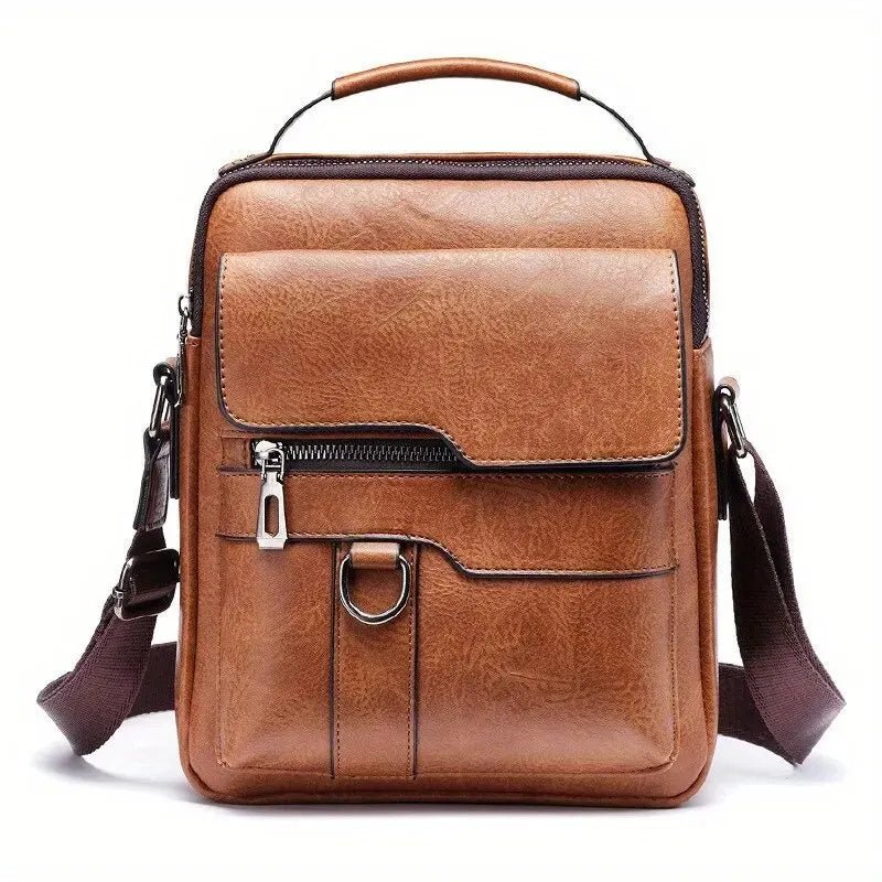 Brand Men Shoulder Bag for 9.7" iPad Men PU Leather Crossbody Business Flap Solid Messenger Bag Travel Bag - My Web Bazaar