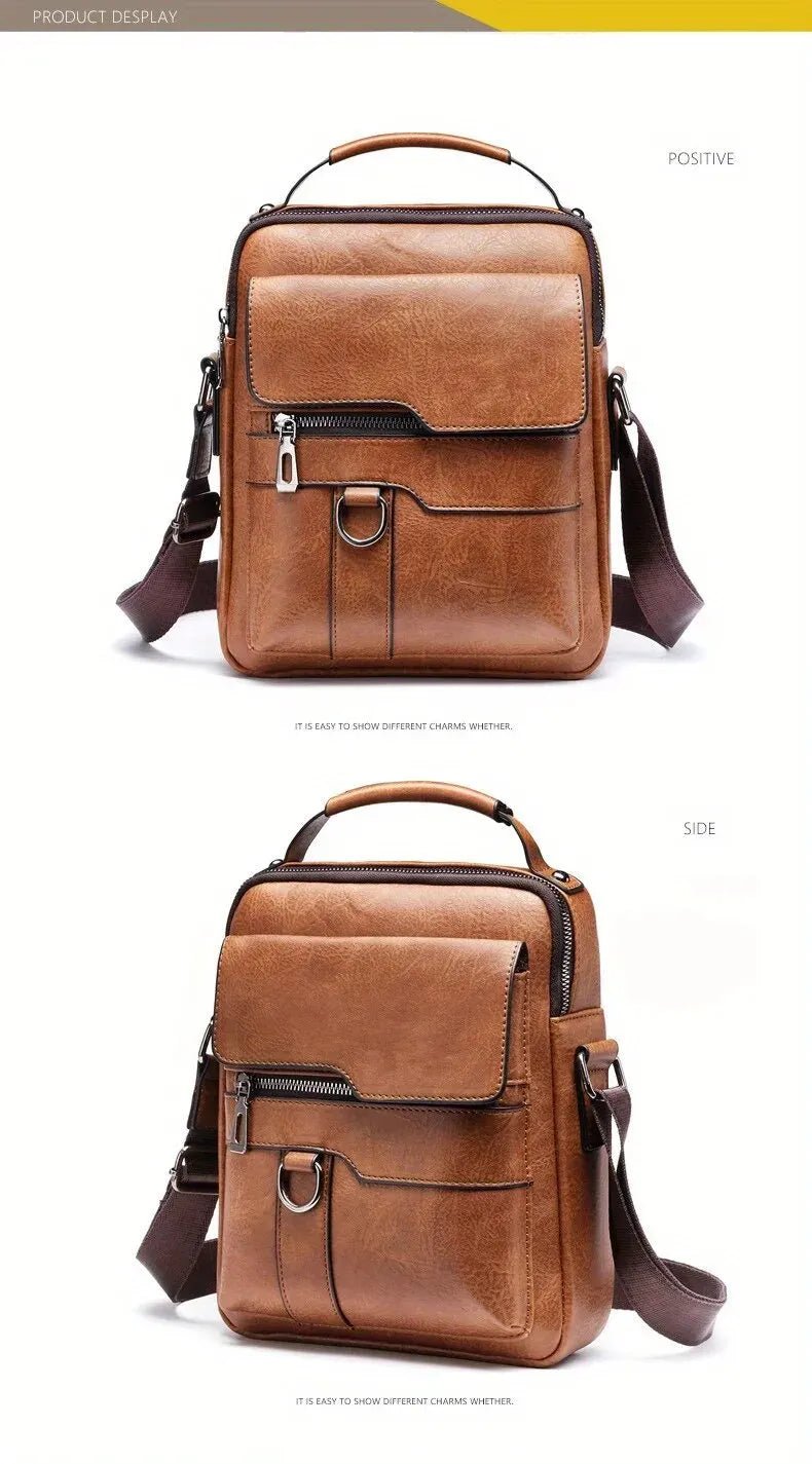 Brand Men Shoulder Bag for 9.7" iPad Men PU Leather Crossbody Business Flap Solid Messenger Bag Travel Bag - My Web Bazaar